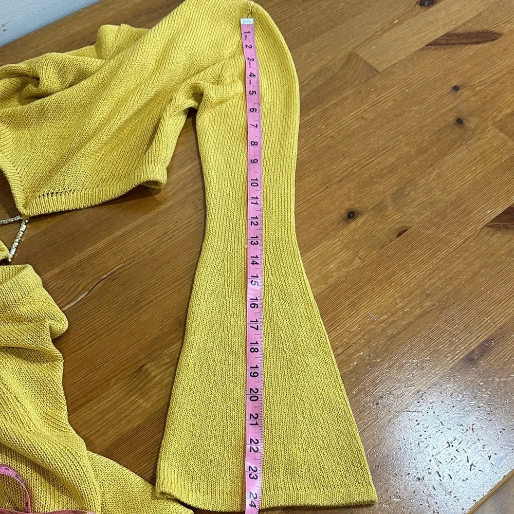 Meshki Anna Flare Sleeve Knit  Dress Yellow - Picture 14 of 16